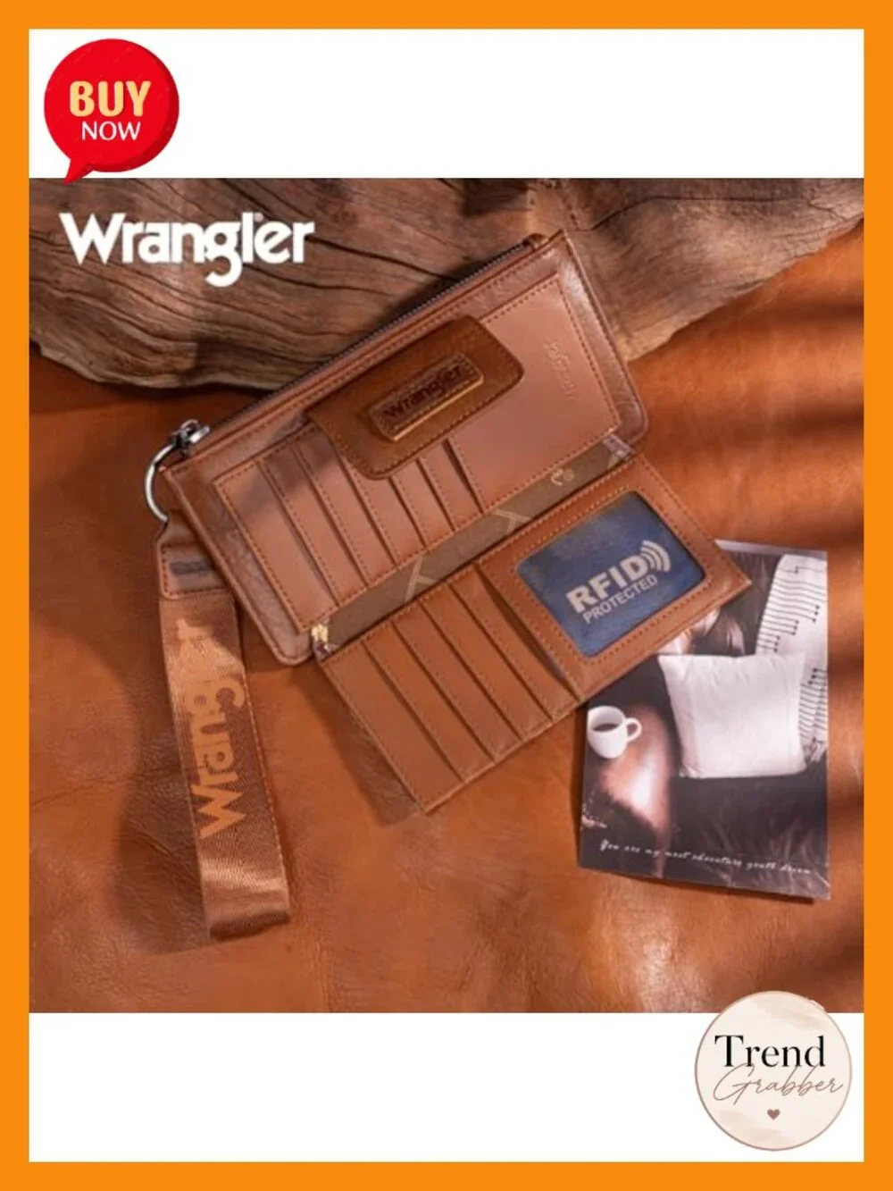Faux Leather Wristlet Wallet with RFID Blocking 10 Card Slots